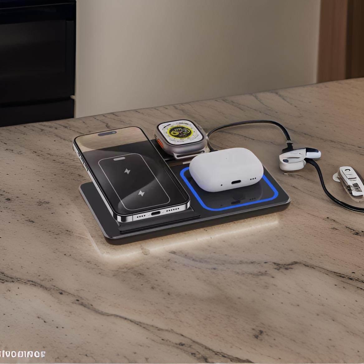 Chargeur de bureau sans fils 3en1 Apple iPhone , Apple watch et AirPods